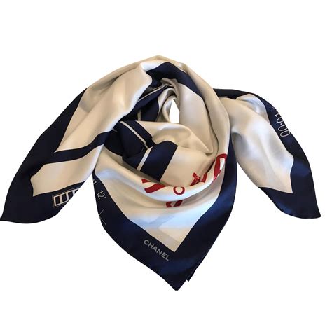 chanel scarf navy|authentic chanel scarf.